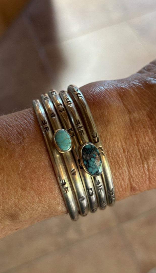 Sterling and Turquoise Bracelet Stack/Artisan Amber Vavro