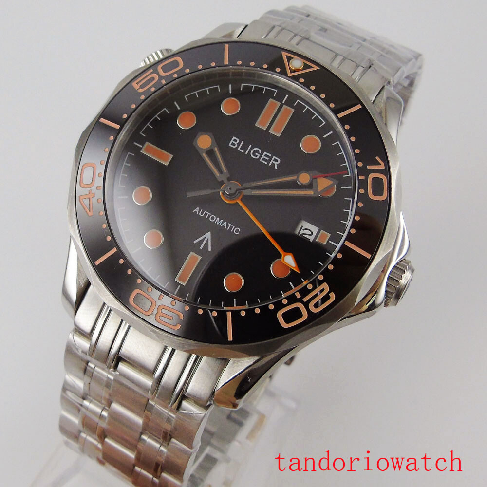 BLIGER 41mm stianless steel case men wristwatch GMT function automatic movement