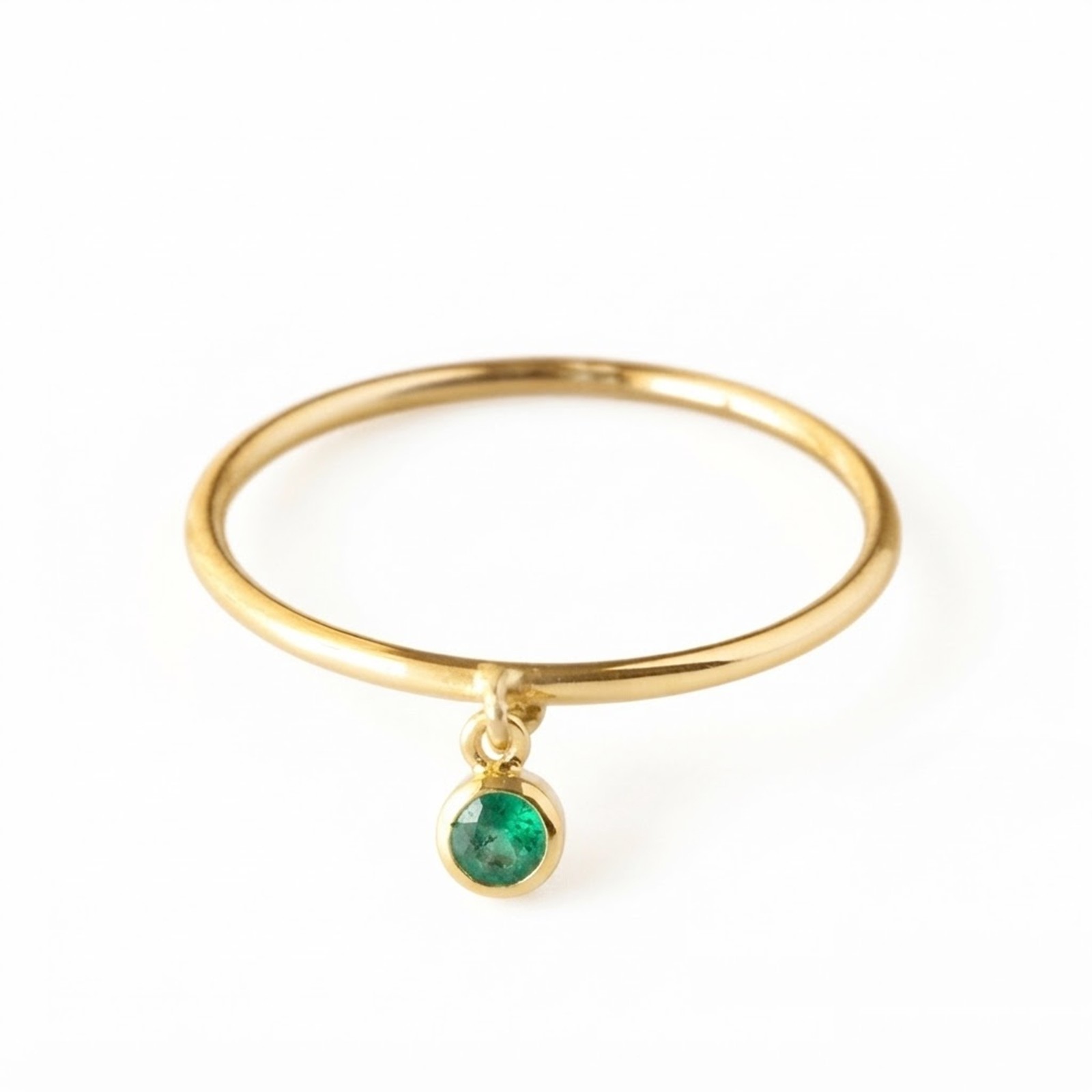 Natural Emerald 14k Solid Gold Drop Ring in All Sizes Elegant Handmade Jewelry