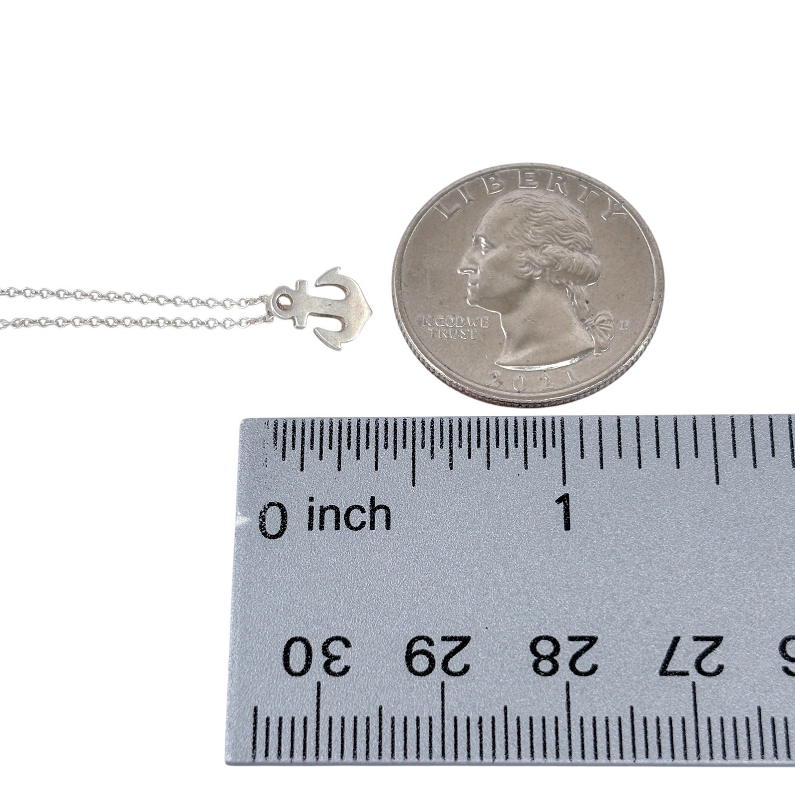 Dainty Anchor Pendant Necklace | Vintage Sterling Silver | Nautical Charm | 18″