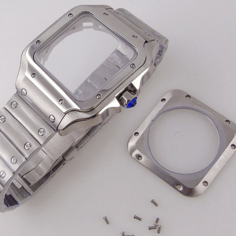 Sapphire Crystal 40mm Square Watch Case+Dial Fit NH35A Miyota821A DG2813 ETA2824