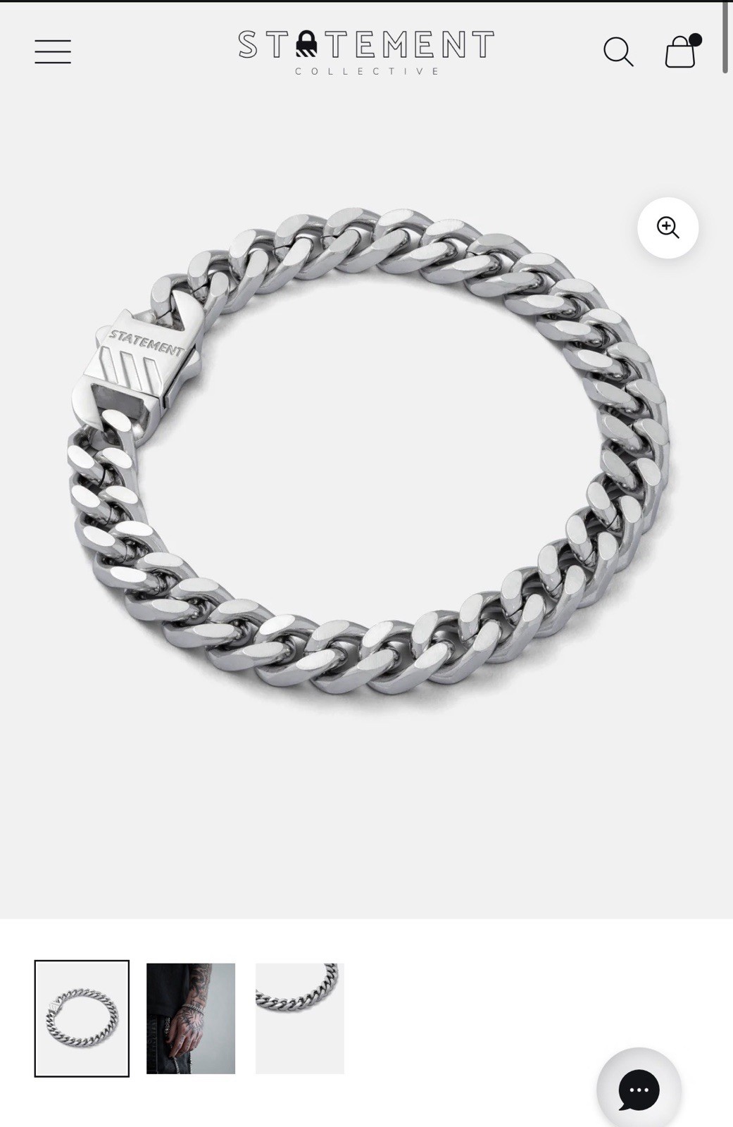 Statement Collective 9mm Cuban Link Stainless Steel Bracelet Silver 8in