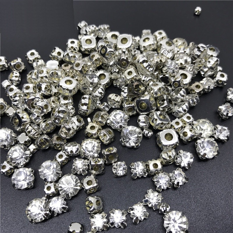 288pcs 3mm-8mm Sew On Crystal AB Glass Rhinestones Appliques Craft Dress Making