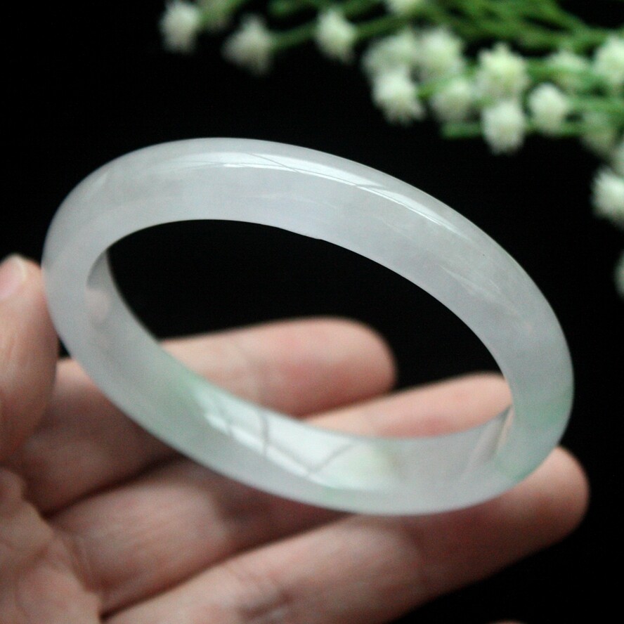 61mm Natural Icy Green Jadeite Jade Bracelet Burma Jadeite Jade Big Bangle 3110