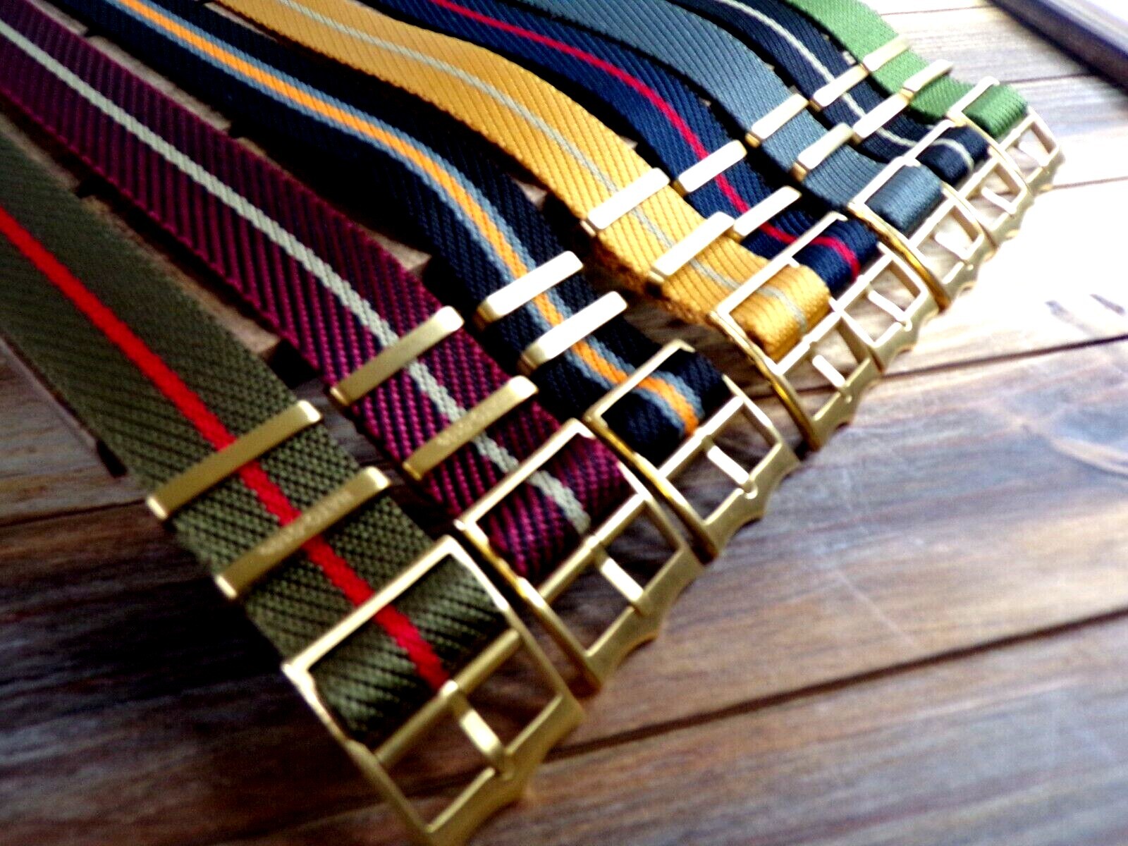 NATO ® 1pc Single Pass Twill Slant nylon GOLD Buckle watch band strap IW SUISSE