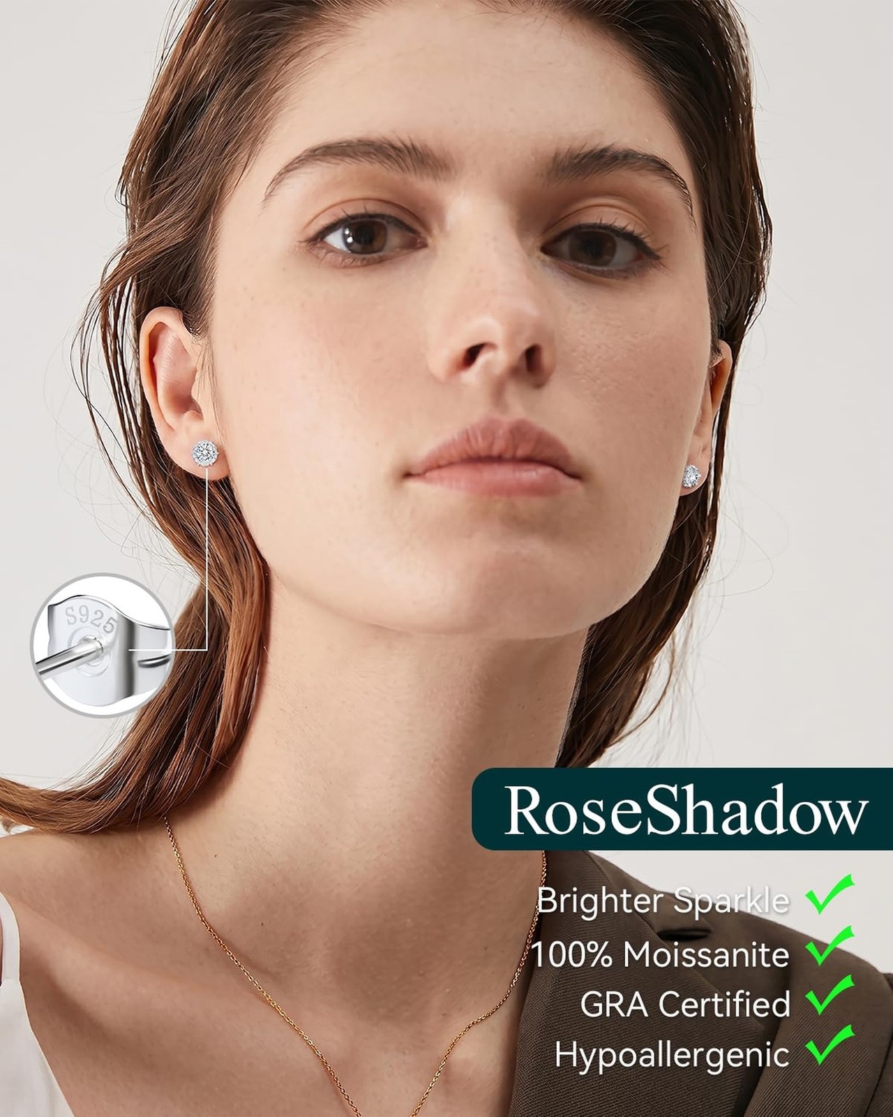 Moissanite Stud Earrings for Women Men Rose with Thorns Earrings 0.6ct/1ct/2c…