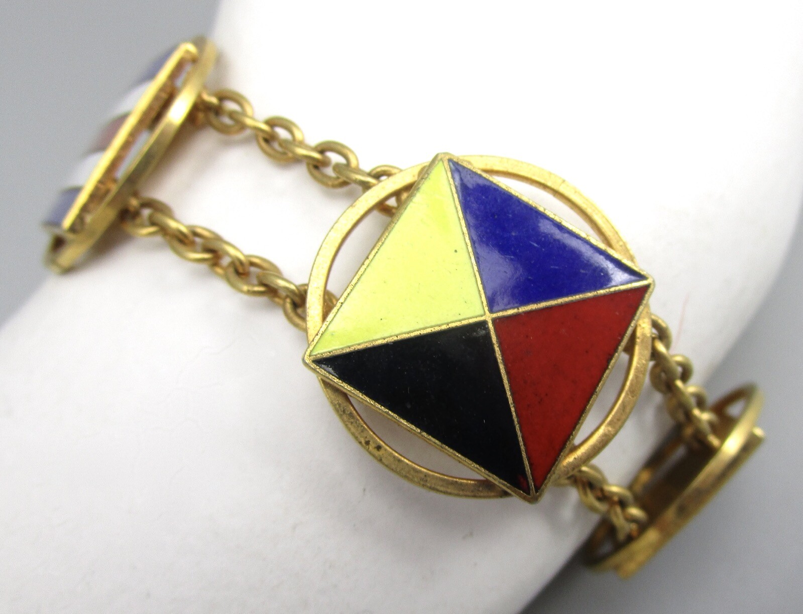 RARE 1980’S ANDREW SPINGARN NAUTICAL FLAG THEME ENAMEL BRACELET