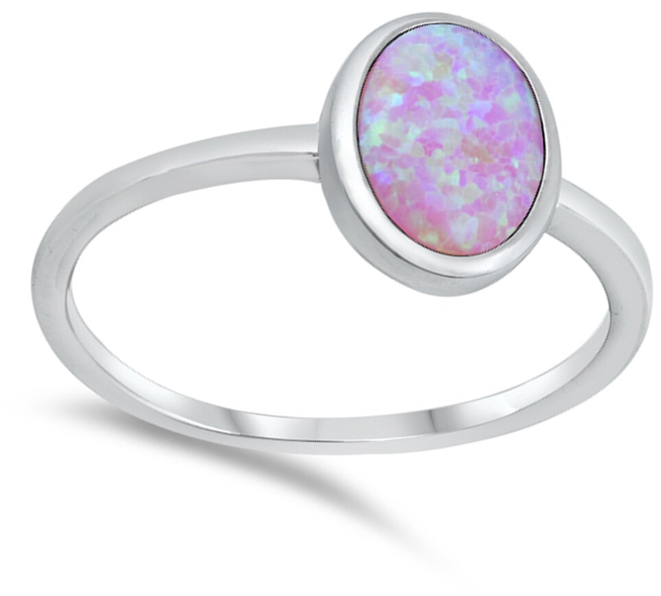 Pink Lab Opal Beautiful Oval Ring New .925 Sterling Silver Band Sizes 4-10