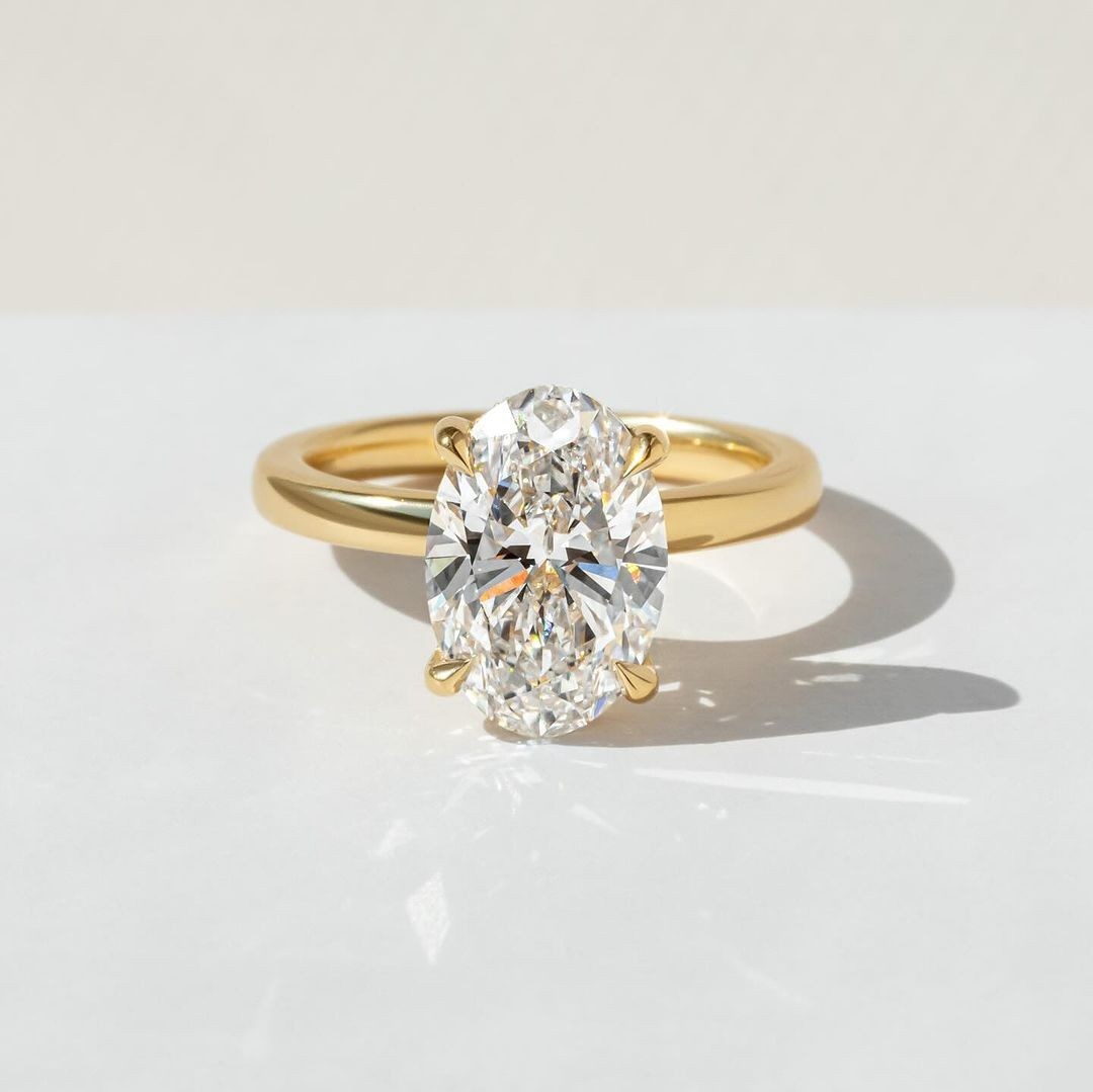 Oval Cut Moissanite Hidden Halo Ring 925 Sterling Silver Engagement Ring