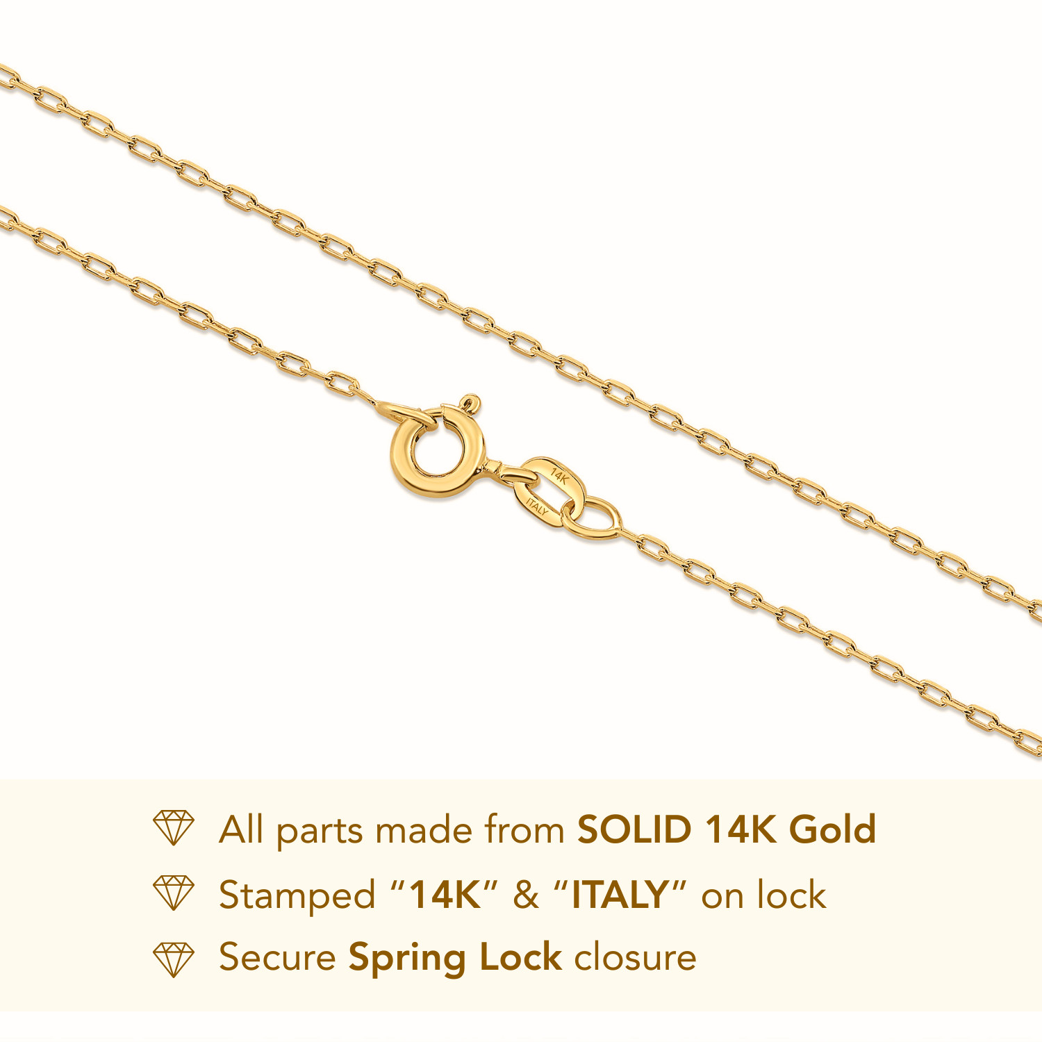 14K Real Solid Yellow Gold Dainty Paperclip Chain Italian Necklace 16″ 18″ 20″
