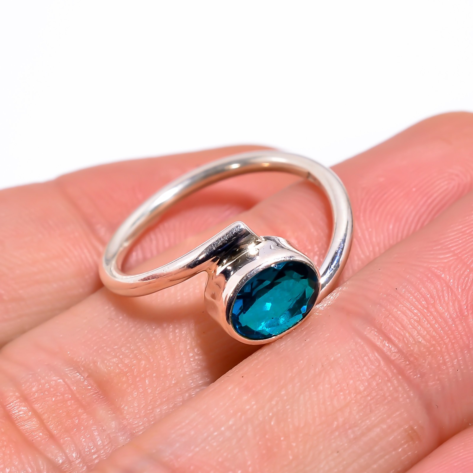 Apatite Gemstone Jewelry Sterling Silver Handmade Everyday Ring For Wedding Gift