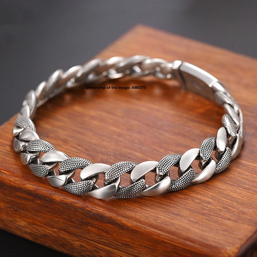 Real S925 Sterling Silver Bracelet 10mm Curb Link Bracelet For Men 7.1-8.7inch