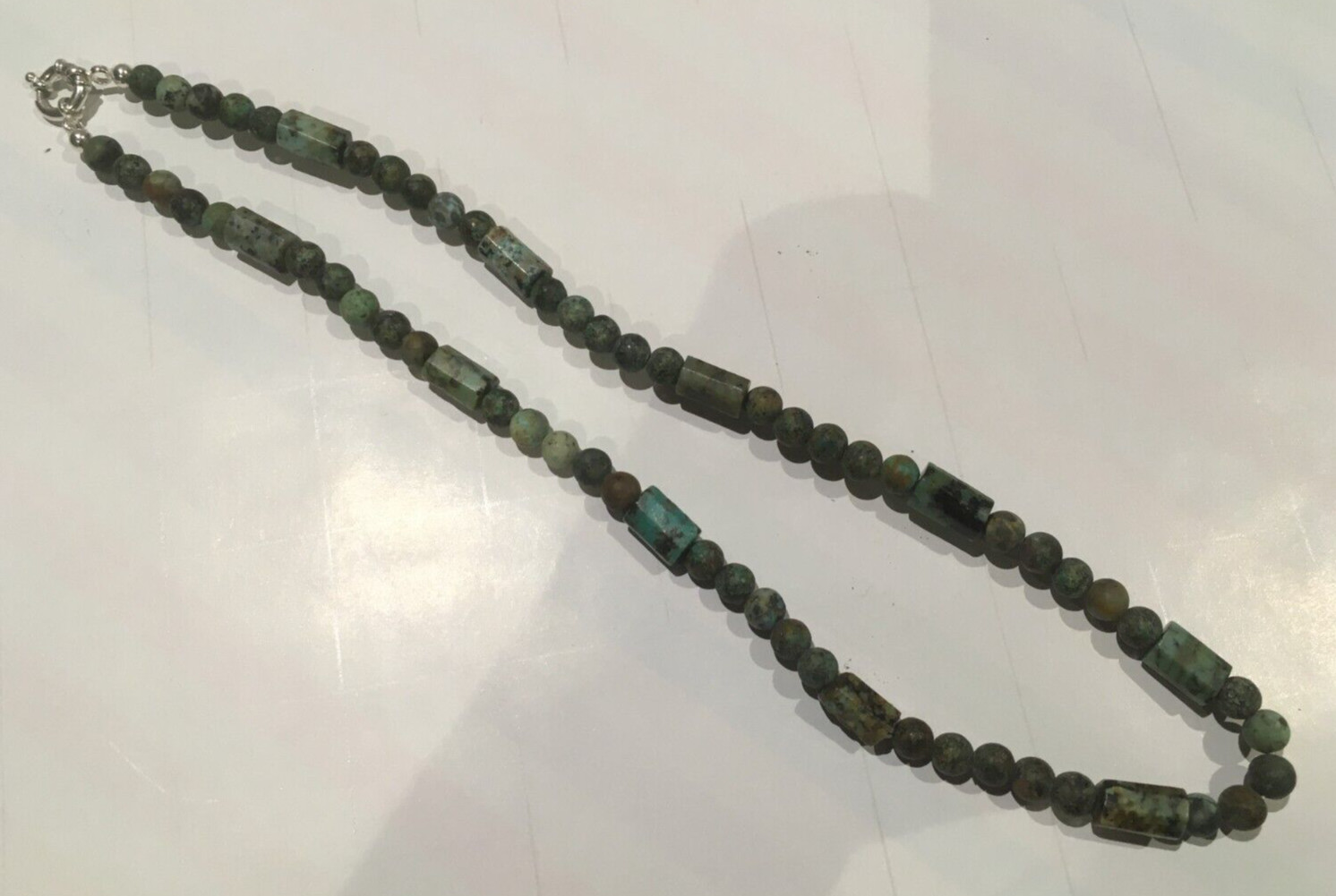 Men’s Sterling Silver Natural African Turquoise Necklace 18″