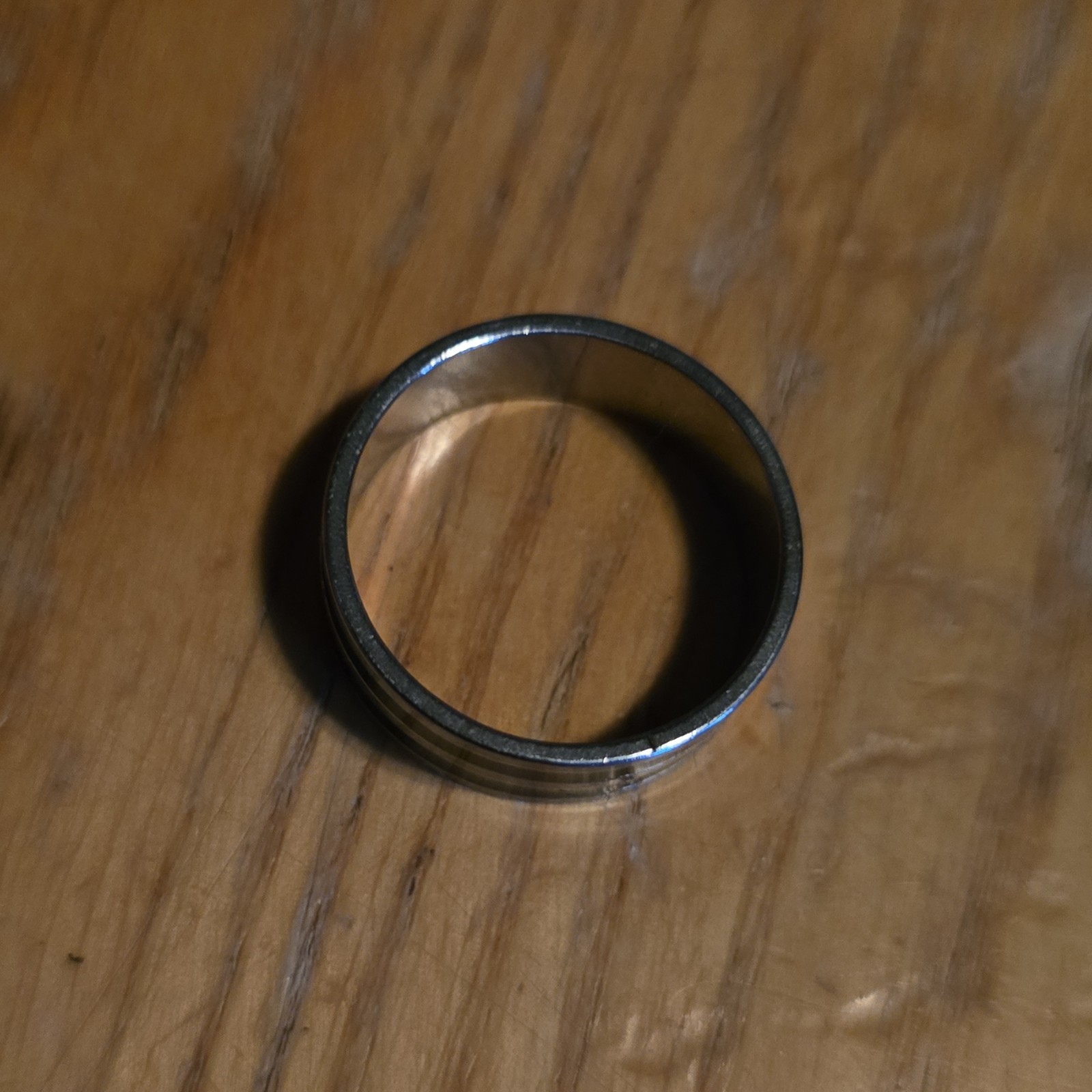 Black & Silver Tone Double Stripe Metal Band Ring Size 9.25 No Stone