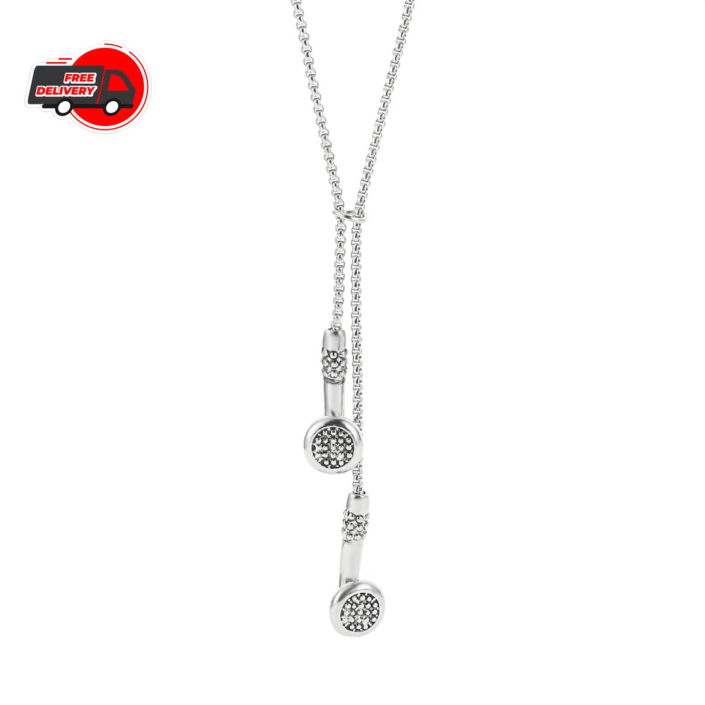Fashion Necklace Hip-hop Kirsite Music Headphones Earbuds Pendant Metal Men