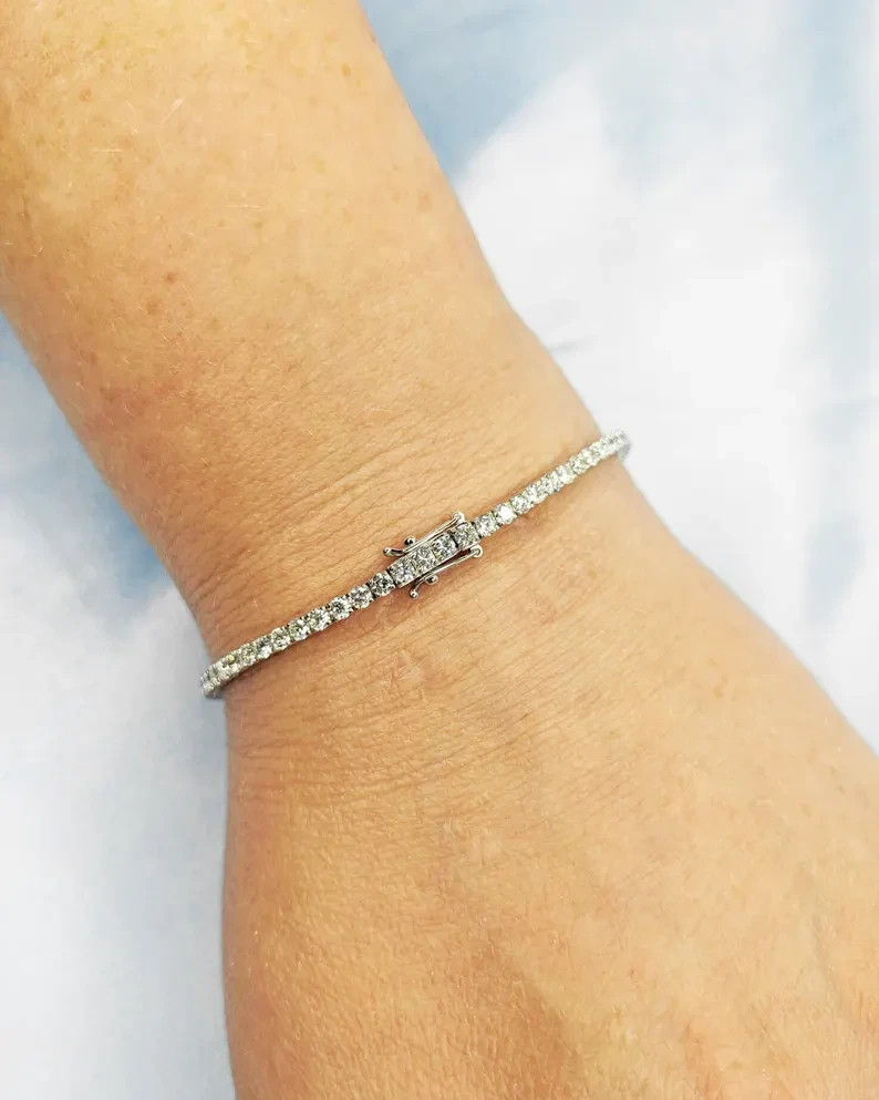 14K White Gold 6.60CT Round Cut GDGL Certified Natural Diamond Tennis Bracelet