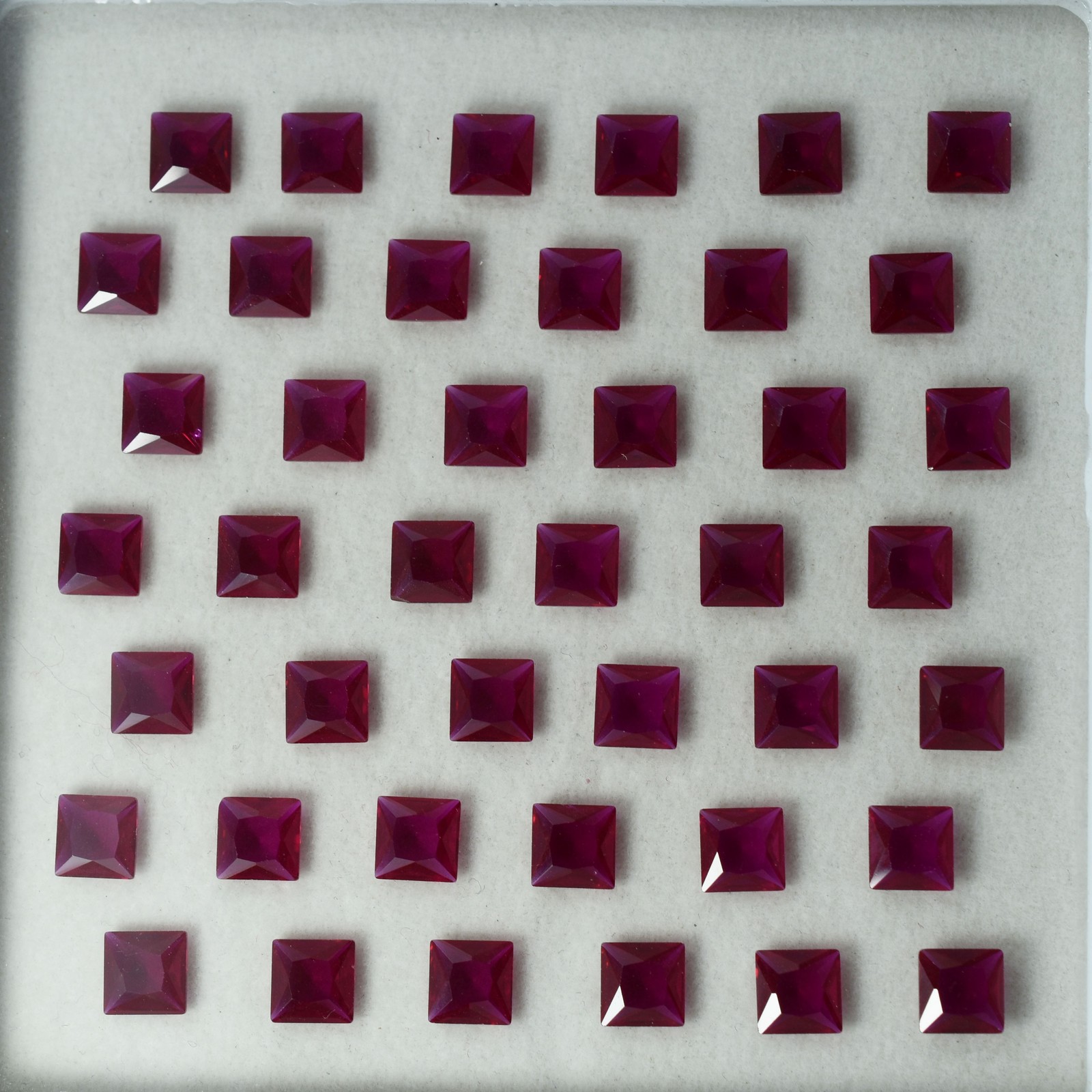 Fiery Red Ruby Loose Gemstone Natural and Untreated CERTIFIED 50 Pcs Square Cut