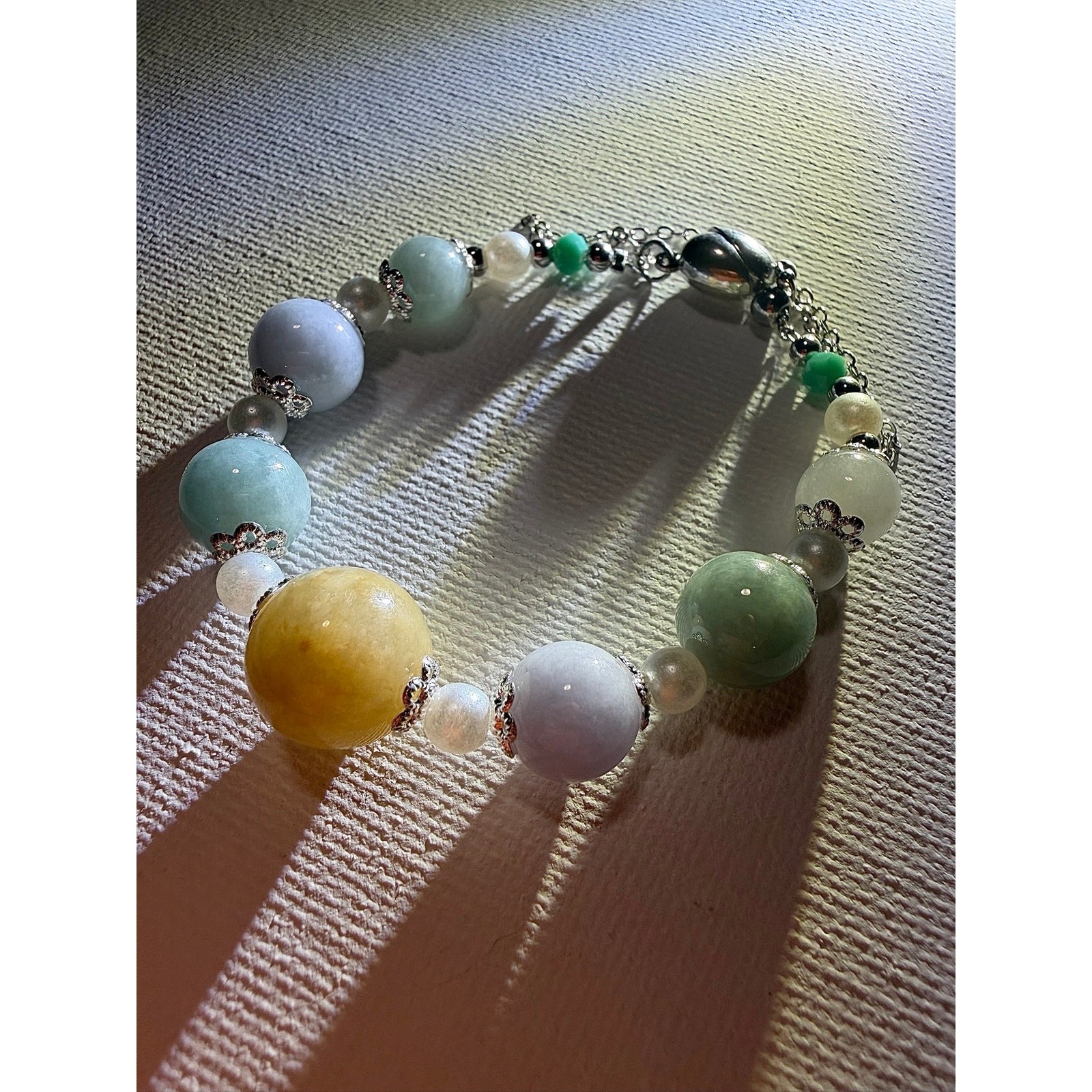 Certified Type A Jadeite Bracelet Natural Burmese Jade Multicolor w/ Certificate