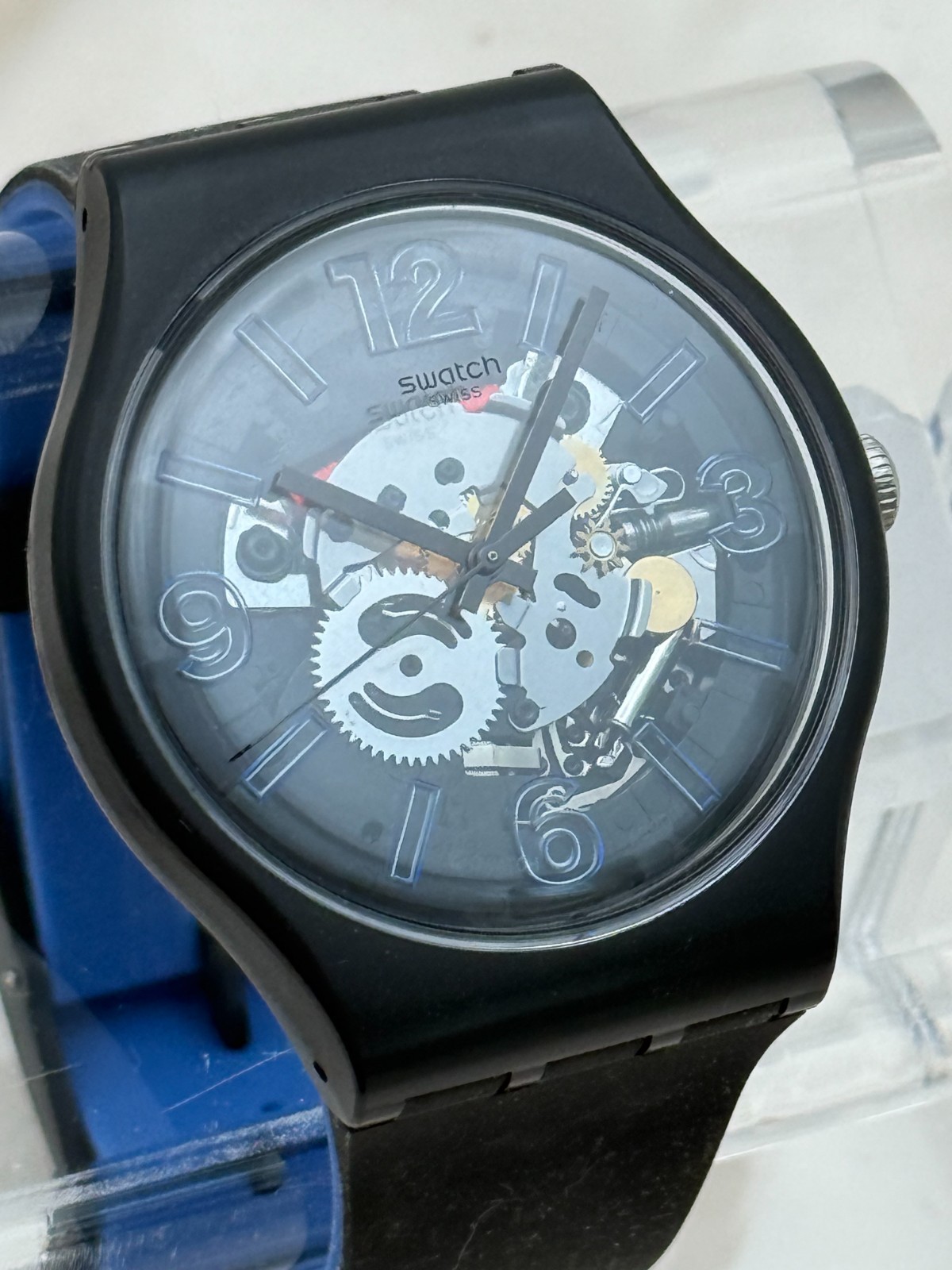 Swatch SUOB165 Blueboost 41mm Quartz Semi-Transparent Dial Black/Blue
