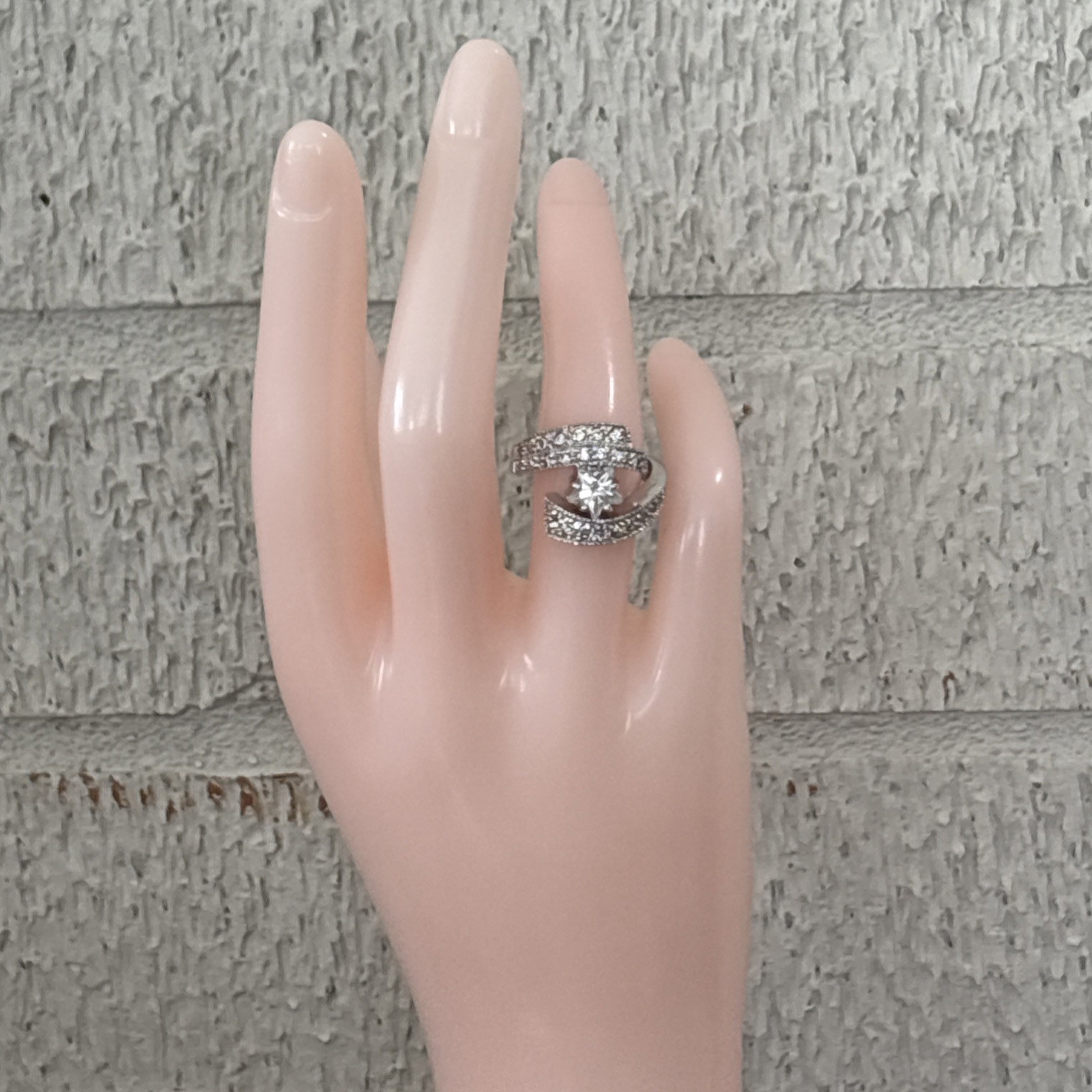 Sterling Silver Palladium Cubic Zirconia Bold Shooting Star Ring Size 6