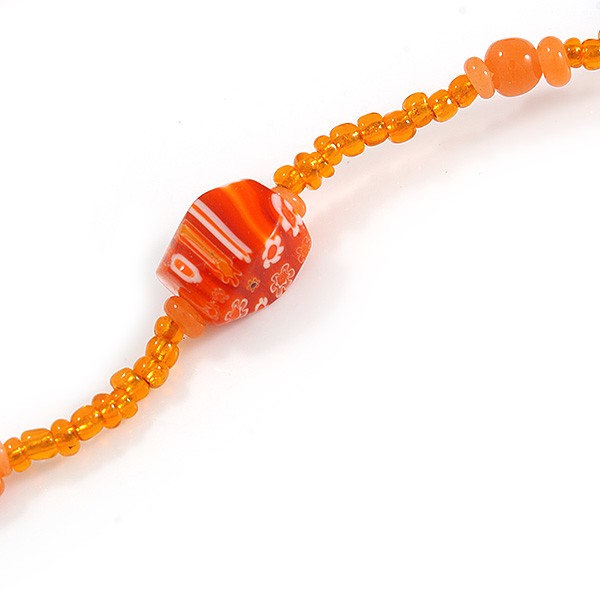 Orange Glass/ Ceramic Bead Long Necklace – 82cm Long