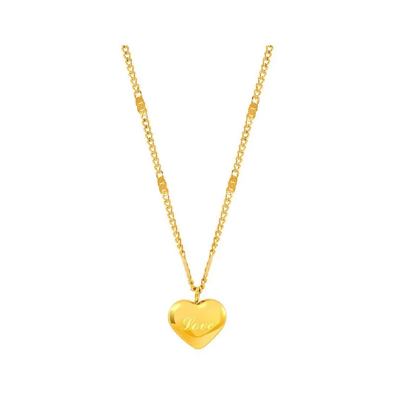 1pcs Gold-color Necklace Ms Simple Fashion Peach Heart Engraved Love Collarbone
