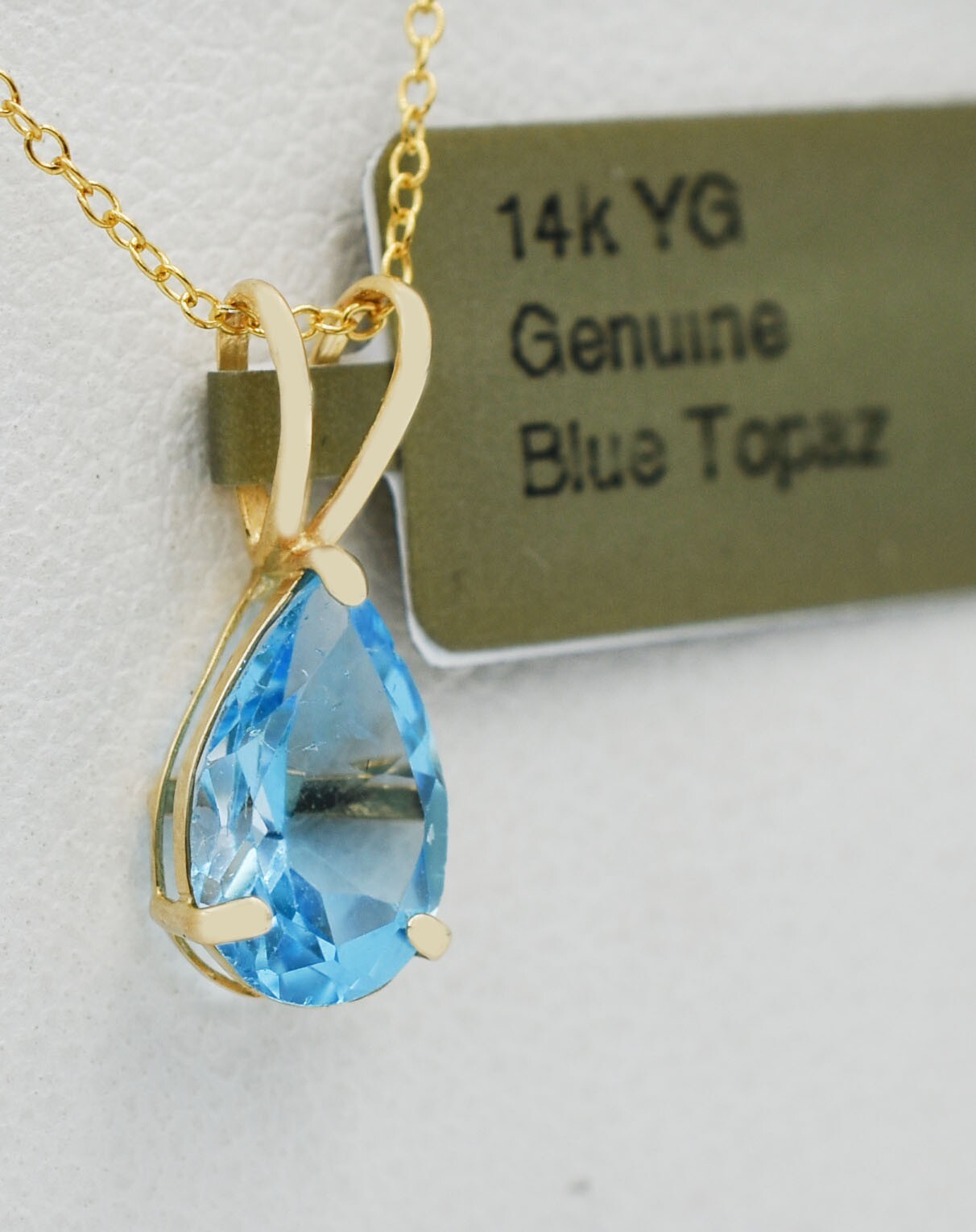 GENUINE 2.88 Cts BLUE TOPAZ PENDANT 14K GOLD – MADE IN USA – Free Appraisal