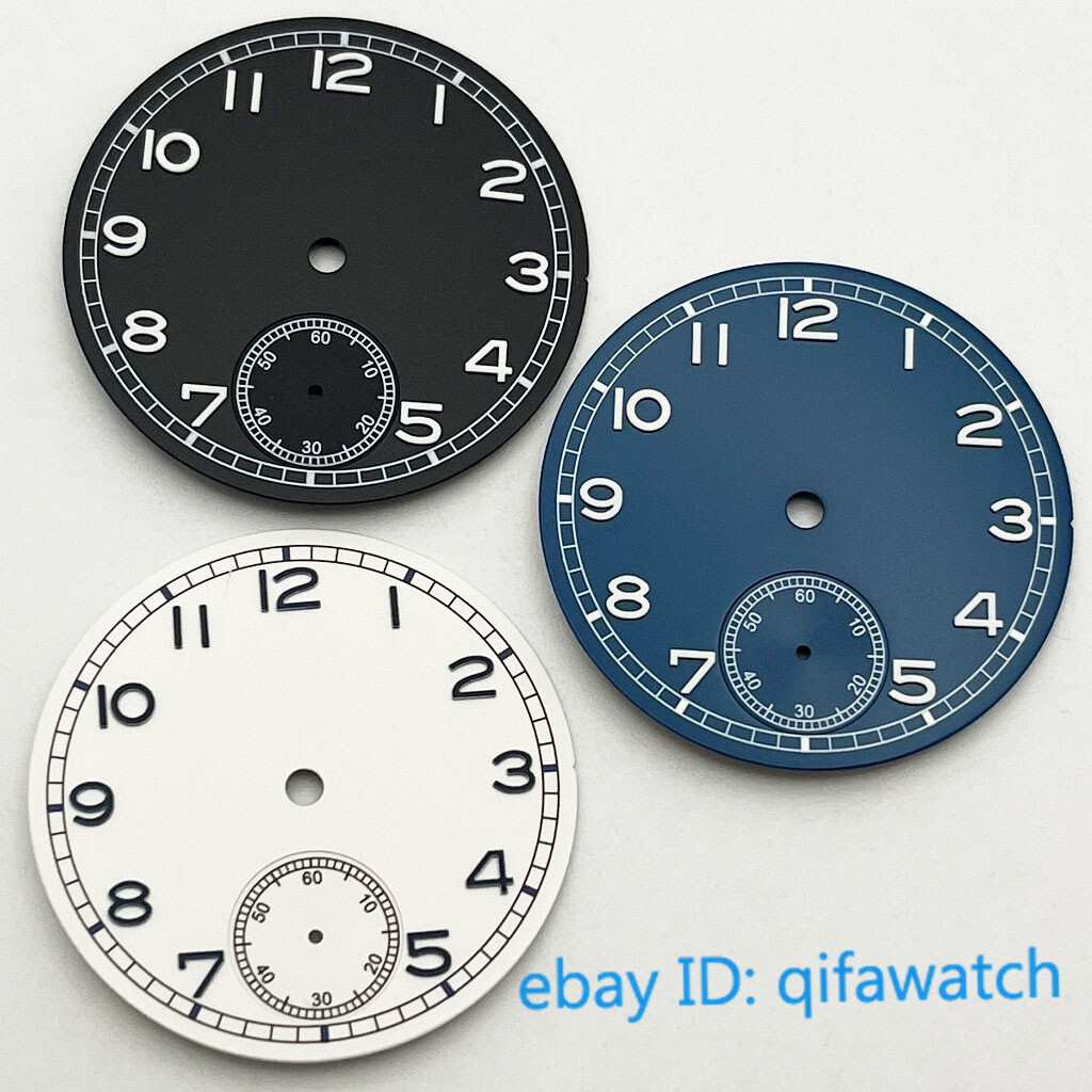 37mm sterile Black/blue/white watch Dial luminous Fit ETA 6498 st3621 movement