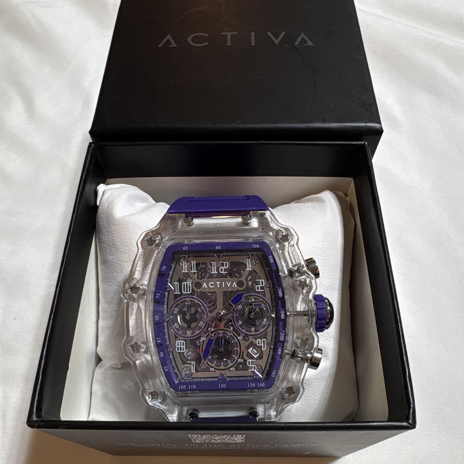 Activa ACW2305-010 Unisex 50mm Clear Resin Blue Silicone Multi-Function Watch