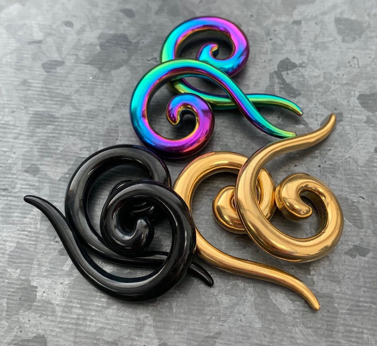 PAIR 316L Surgical Steel Spiral Hanging Tapers Expanders Plugs Body Jewelry