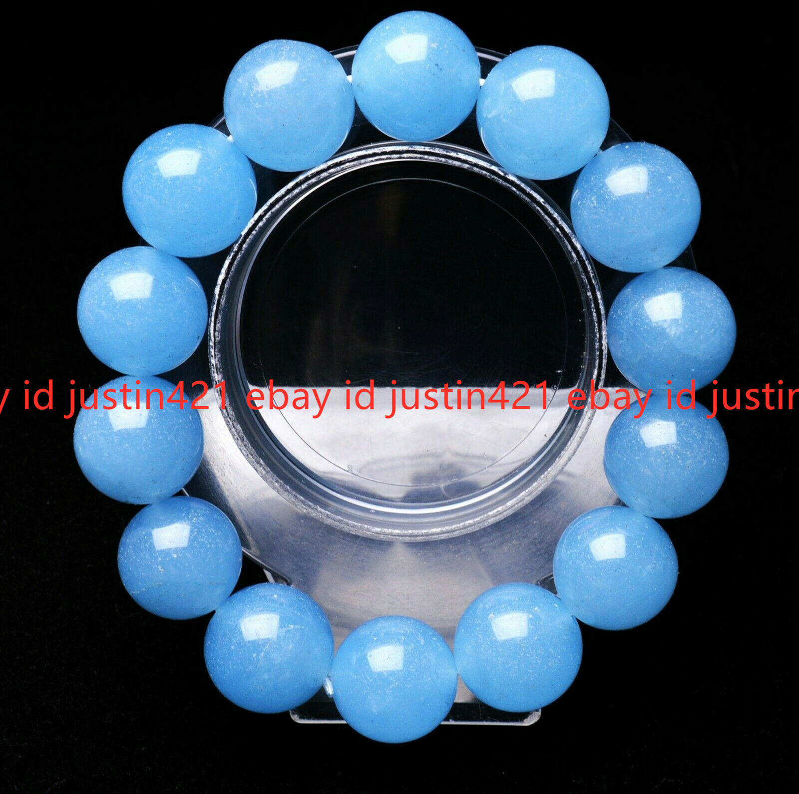 14mm Natural Blue Aquamarine Crystal Rough Bracelet Beads Healing 7.5 inch