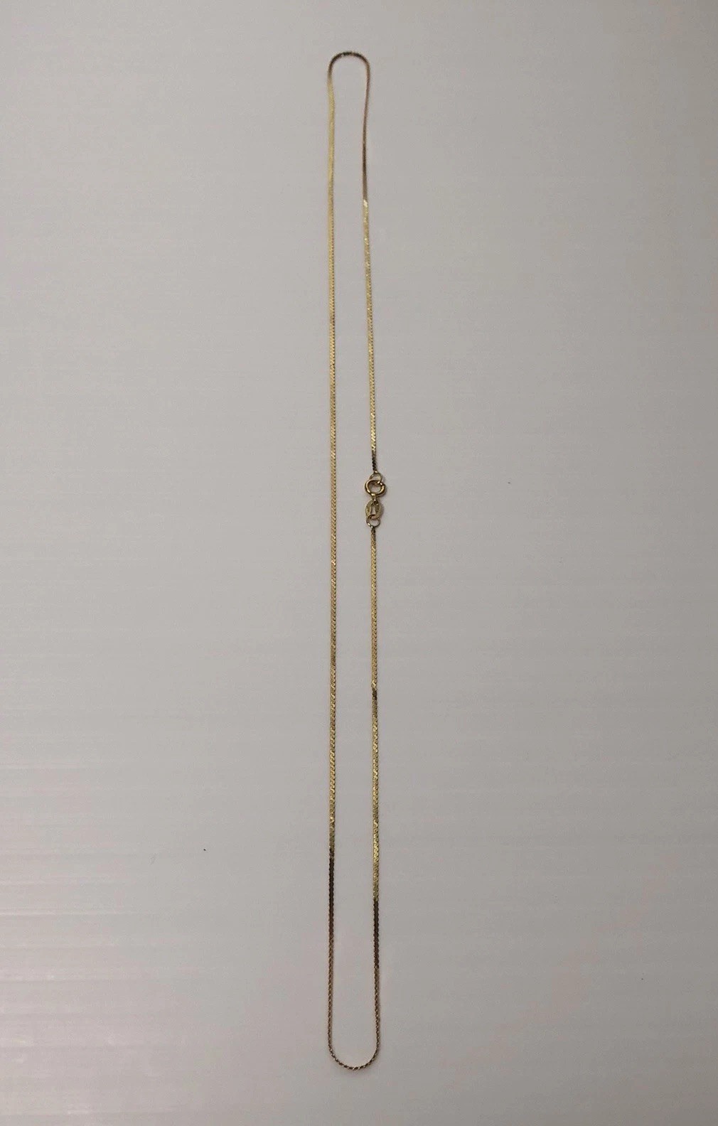 Vintage 14K Gold NECKLACE Skinny Flat Chain Italy 1mm wide 18” Long 1 G