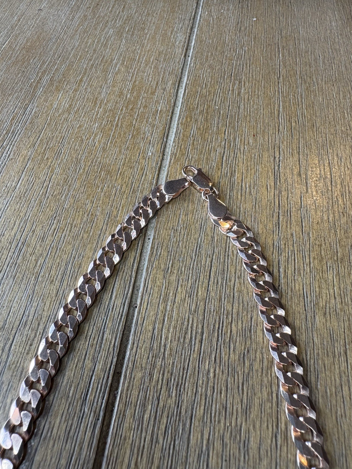 14k Rose Gold Plated REAL Solid 925 Silver Flat Cuban Link Chain Necklace 3mm