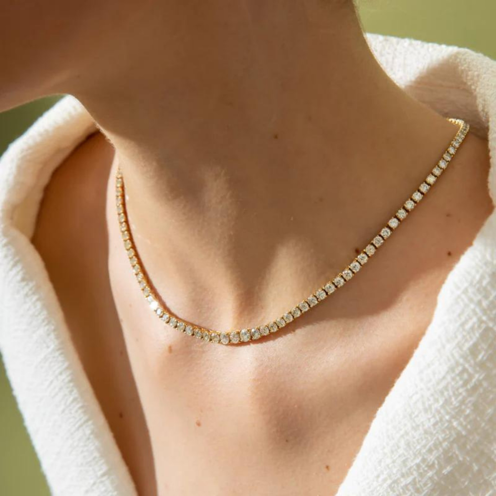 18k Gold Plated Cubic Zirconia Stud Earrings Tennis Bracelet Necklaces for Women