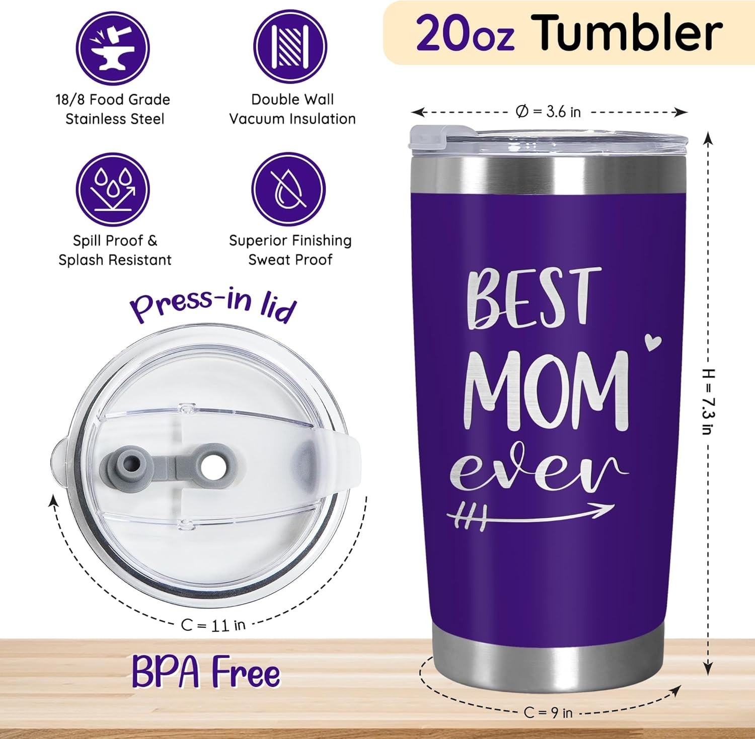 Best Mom Ever 20 oz Stainless Steel Tumbler – Perfect Gift for Any Occasion
