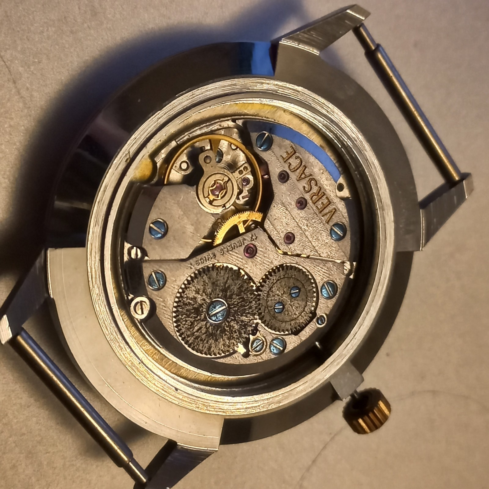 HAND WINDING VERSACE WRIST WATCH MOVEMENT DIAL CAL ETA 7001 SUB SECOND WORKING