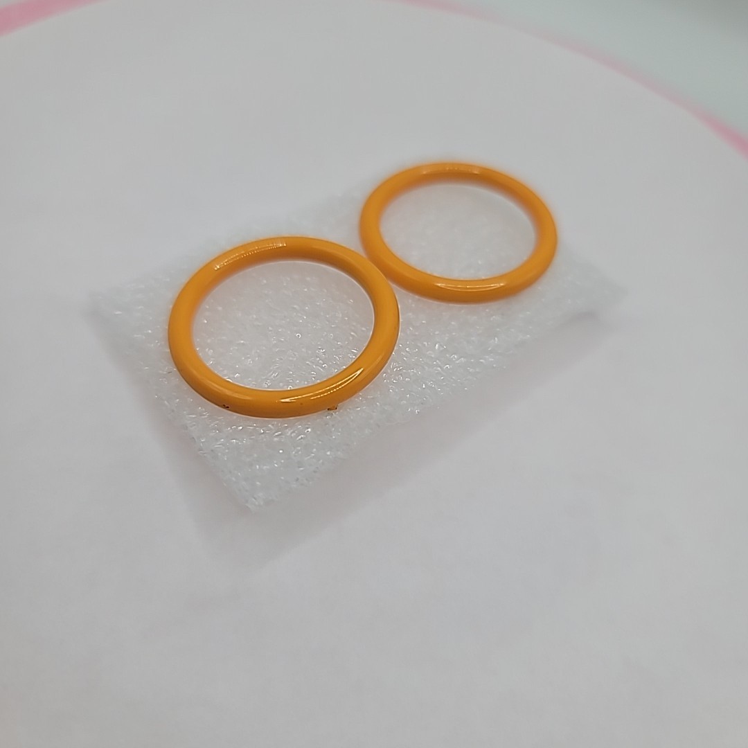 Vtg Mustard Yellow Enamel Round Hoop Pierced Stud Earrings