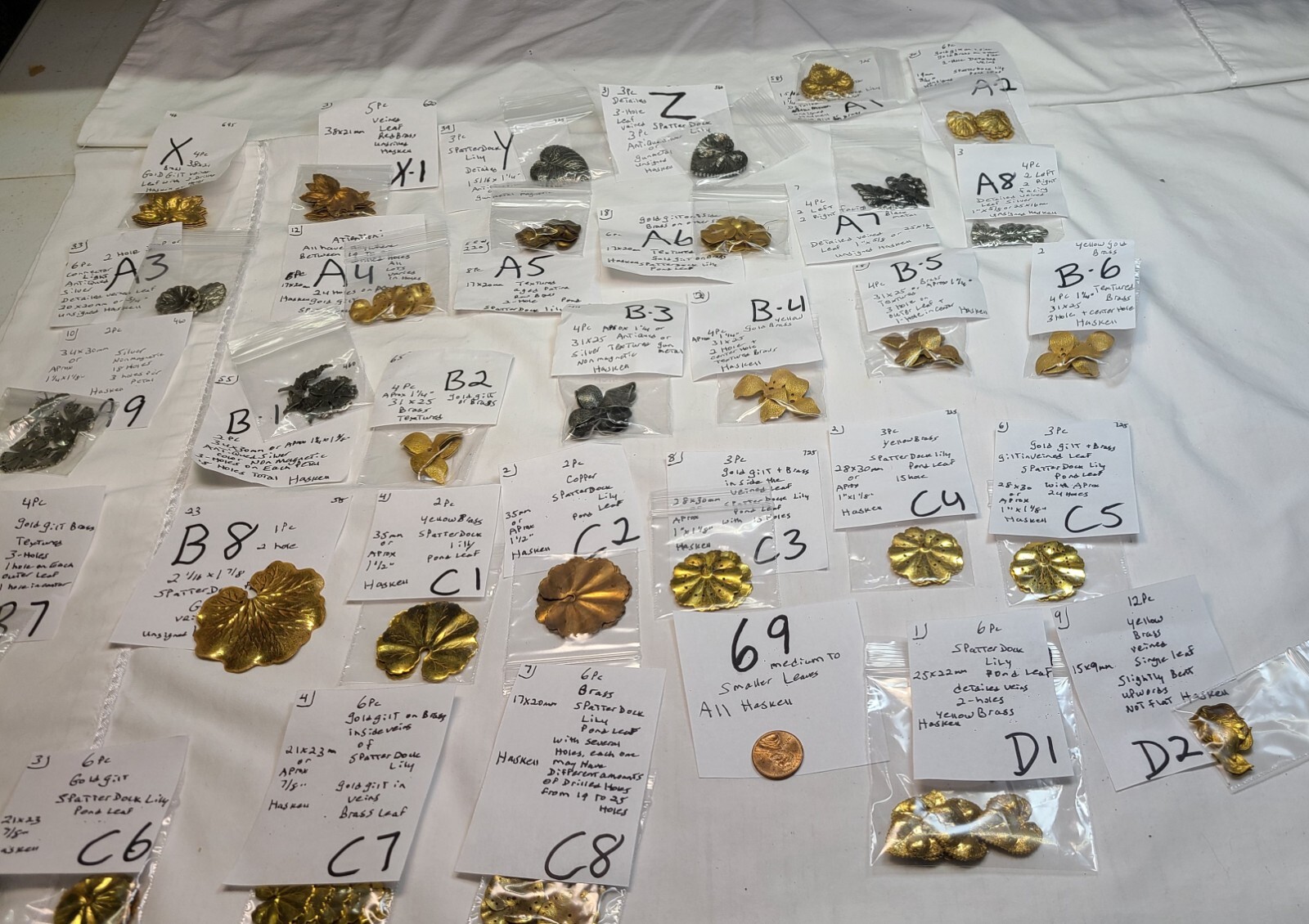 Lot 69-2 All Miriam Haskell Flower Leaves Spatterdock Pond Leaf Jewelry Findings