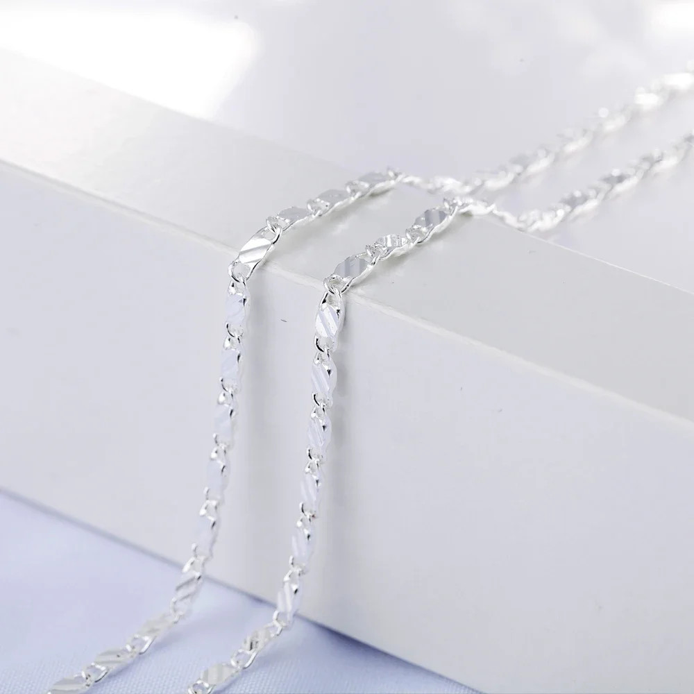 40-75CM 925 Sterling Silver 2mm Charm Chain Necklace Women Man Fashion Jewelry