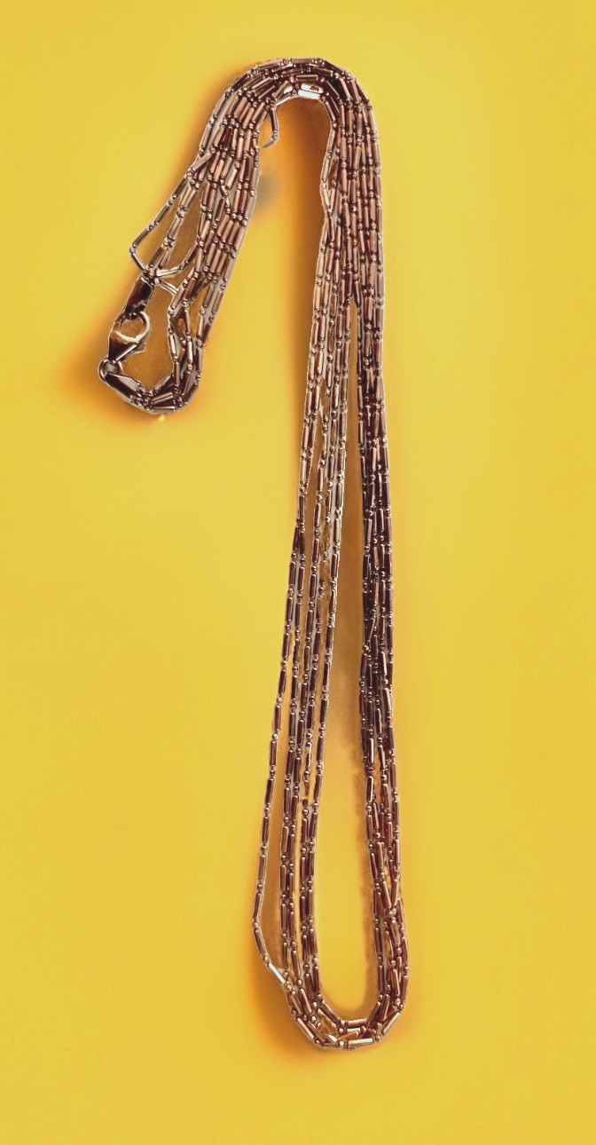 Multi-Strand Copper Ball & Bar Chain Necklace 17-1/2″ Long