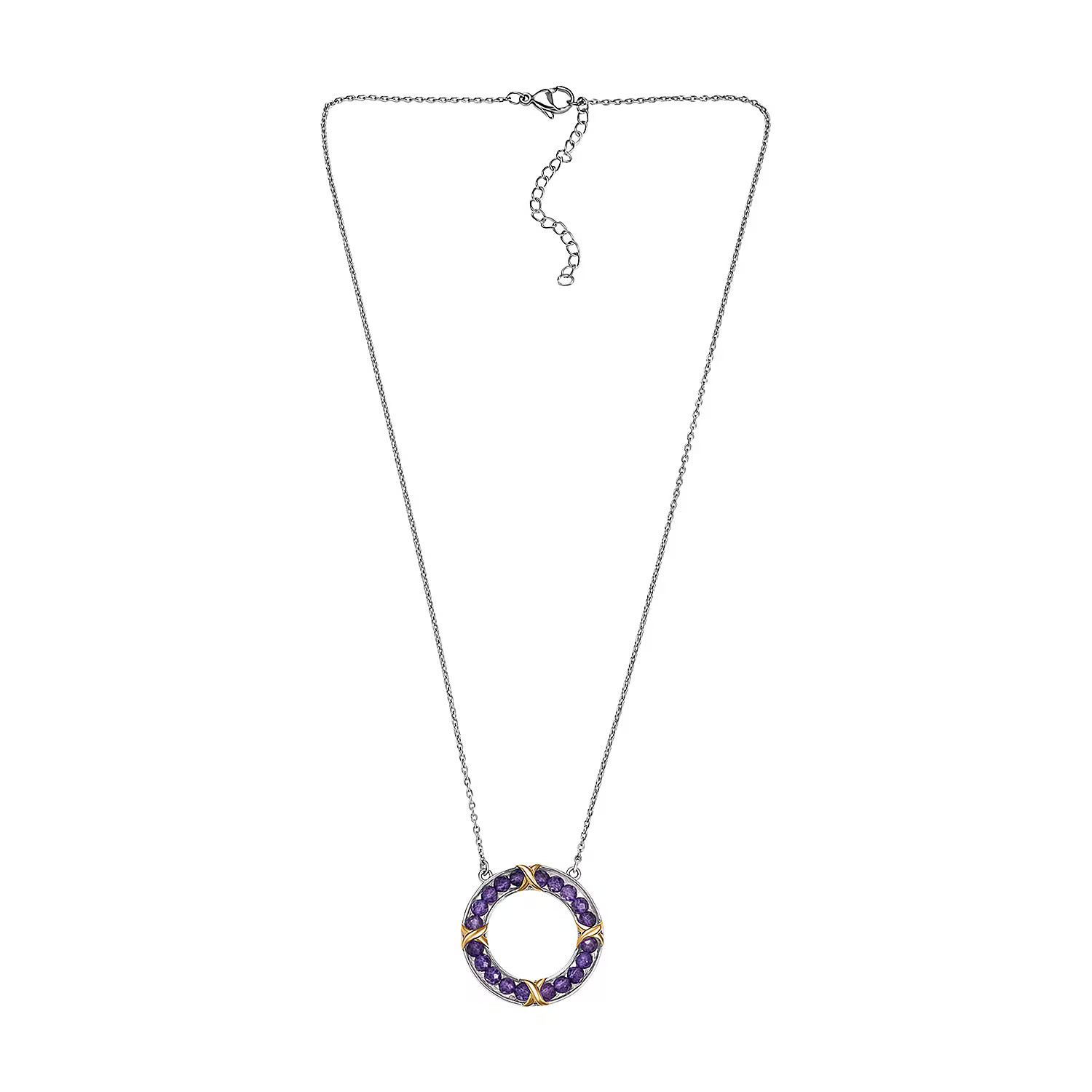 Amethyst 10.00 ctw Circle Necklace 18K Yellow Gold Plated Platinum Bond and