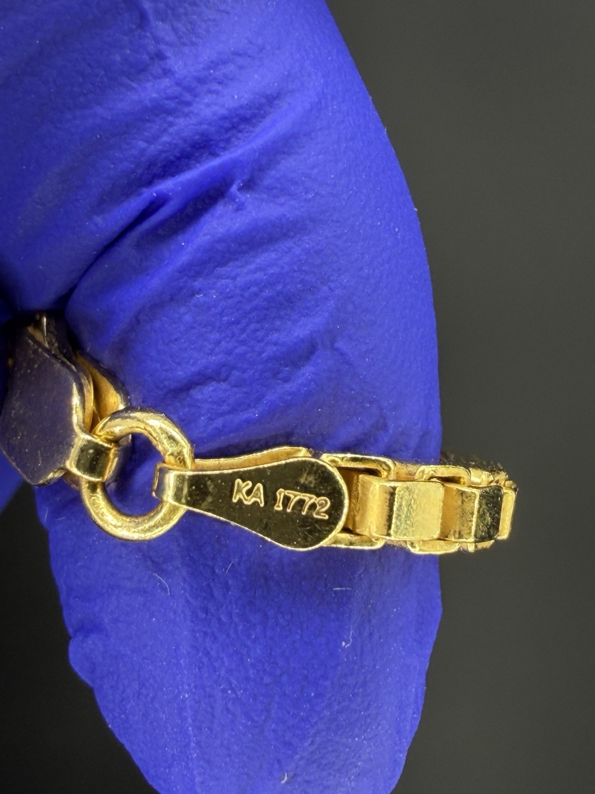 Gold in Color Box Chain Bracelet 925 Italy KA 1772 Venetian Link Lobster Clasp