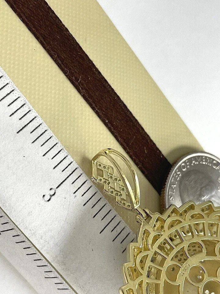 1.70Ct Lab Created Diamond Round 3D Delphic Men’s Pendant 14K Yellow Gold Plated