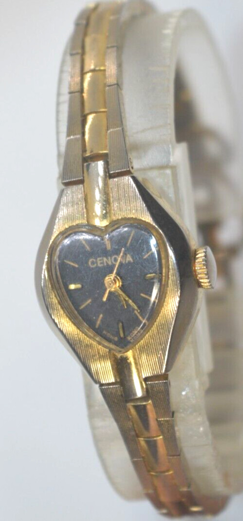 Genova Windup Heart watch, runs good with safety chain 6.75” Wrist ”GUARANTEED