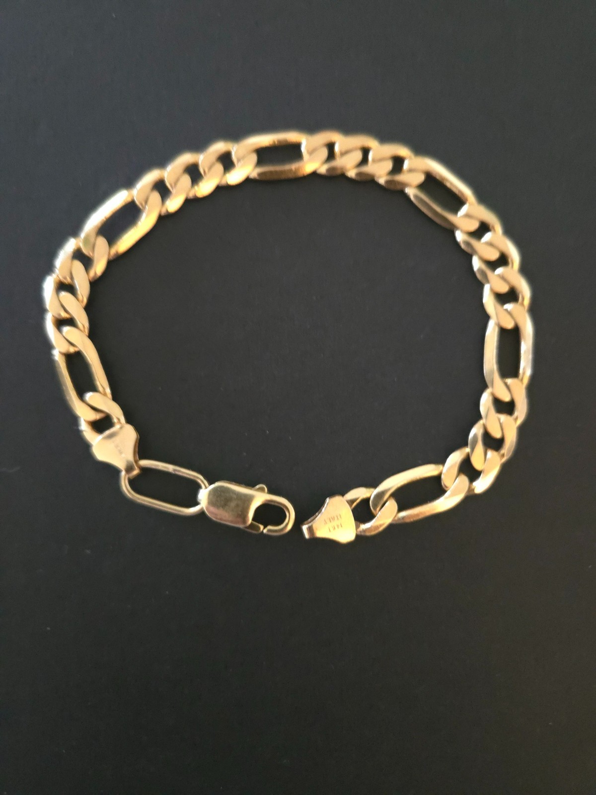 Vintage 90s Milros Italy 14K Gold Figaro Link Chain Bracelet 8.45″ & 18 grams