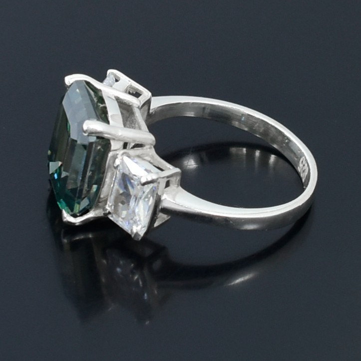 6.4Ct Emerald Cut Blue Diamond Ring Great Shine-Free Diamond Studs! Free Tariffs