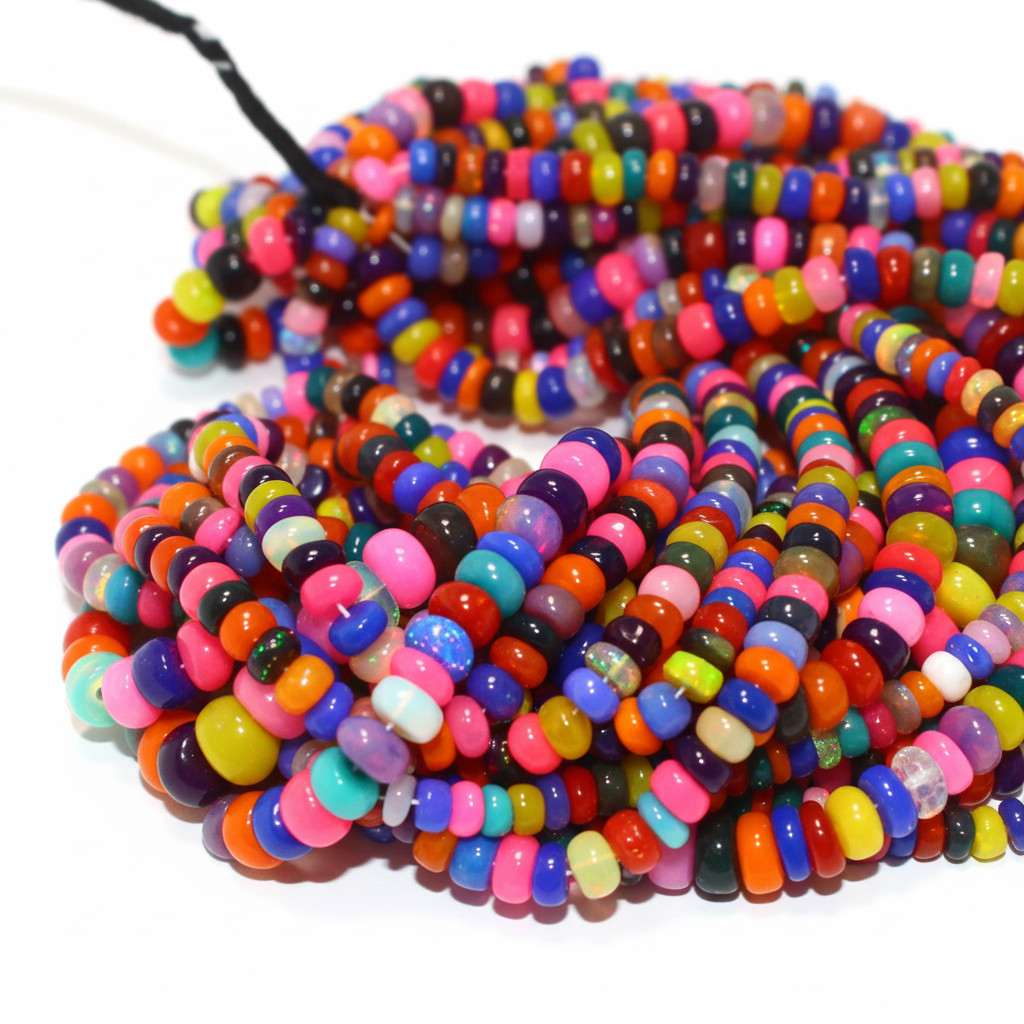 Multi Color Opal Beads Strand 4-5mm Rondelle Gemstone 16 Inch Jewelry Making