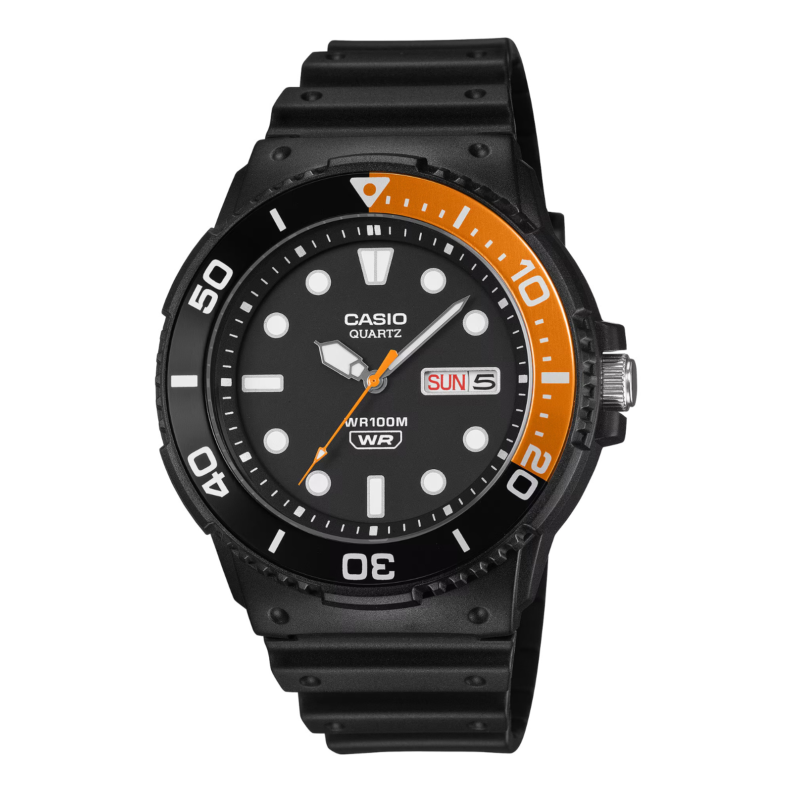Casio MRW230H-1E4V, Men’s Analog Black Resin Band, 100 Meter, Day/Date, NEW