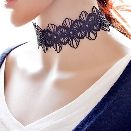 Trasfit 10 Pieces Lace Choker Necklace for Women Girls, Black Classic Velvet …