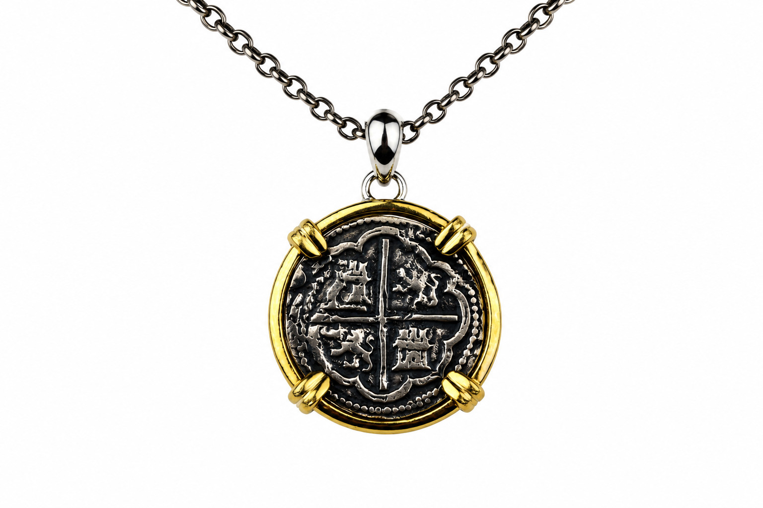 Atocha Style Shipwreck Coin Pendant 33 Carats 925 Sterling Silver